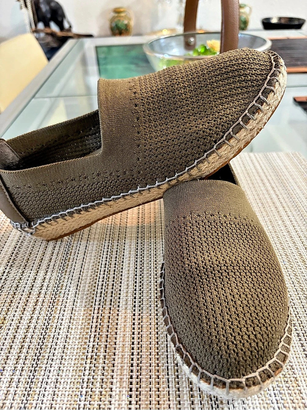 Cole Haan Pinch Grand OS Olive Green Knit Espadrille Slip On Loafers US 8